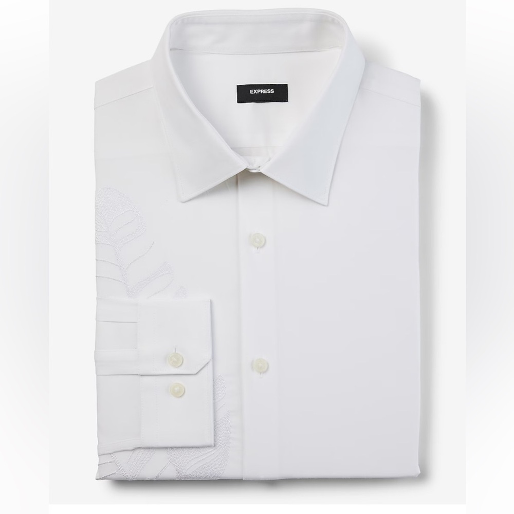 Embroidered Leaf Stretch 1MX Dress Shirt